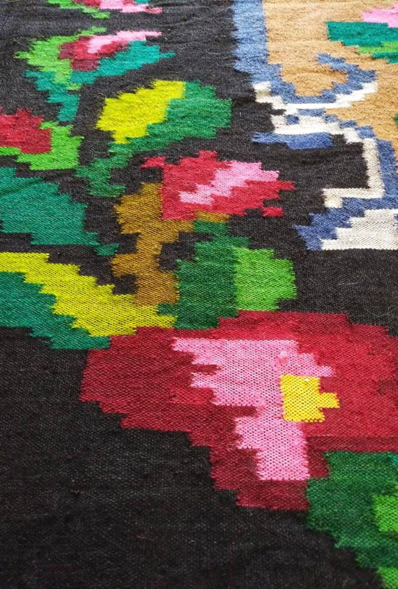 Vintage Blue Floral Romanian Wool Runner Rug, 435x145 cm, view 3