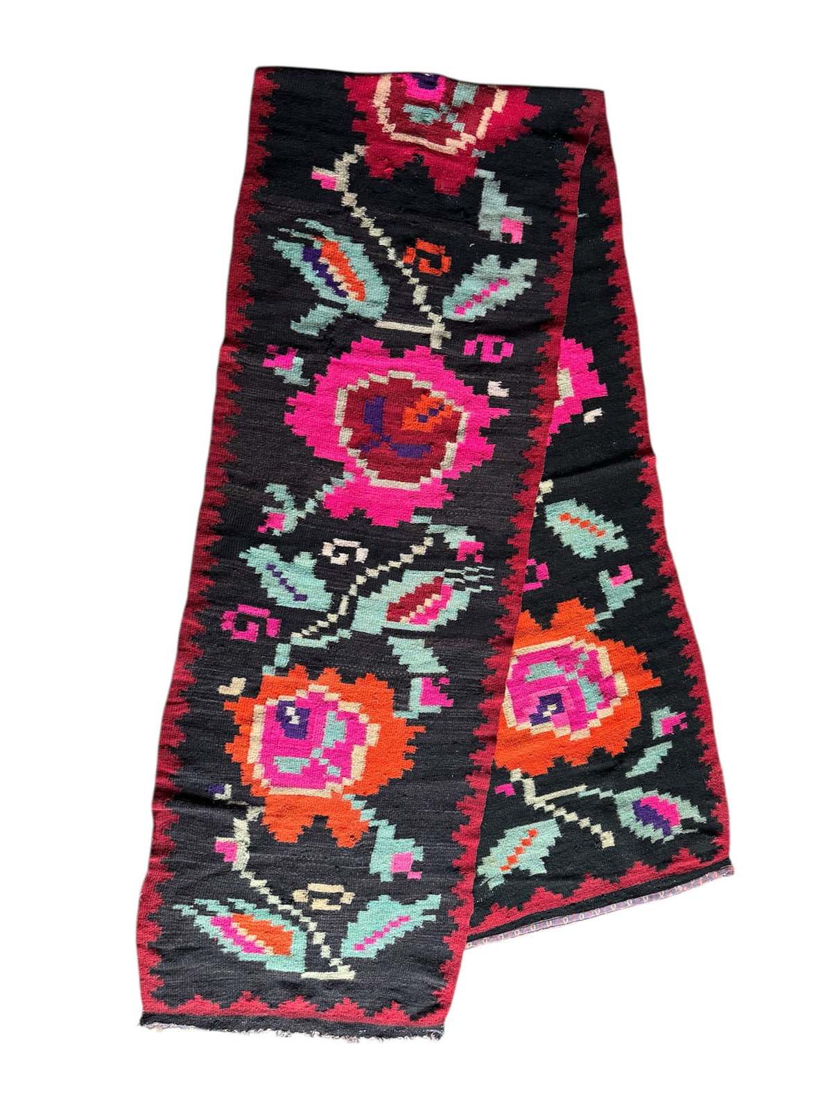 Vintage Floral Maramureș Wool Runner Rug, 368x67 cm, view 2