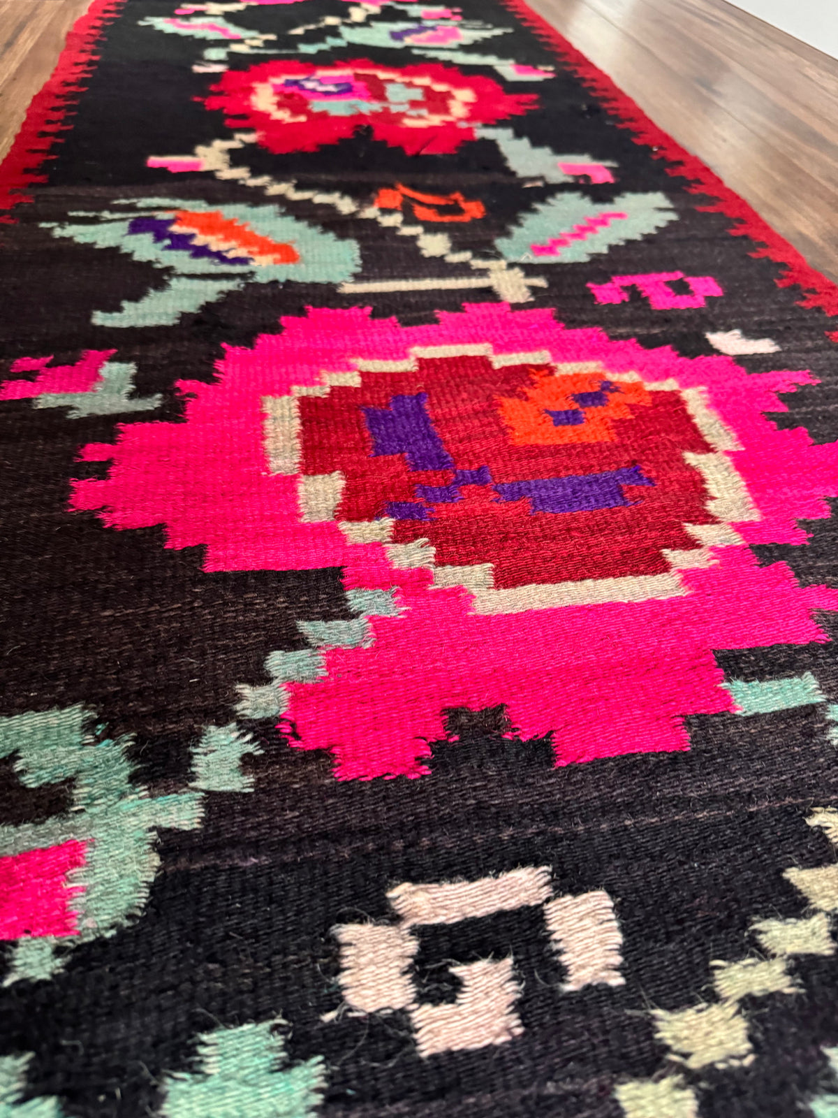 Vintage Floral Maramureș Wool Runner Rug, 368x67 cm, view 6