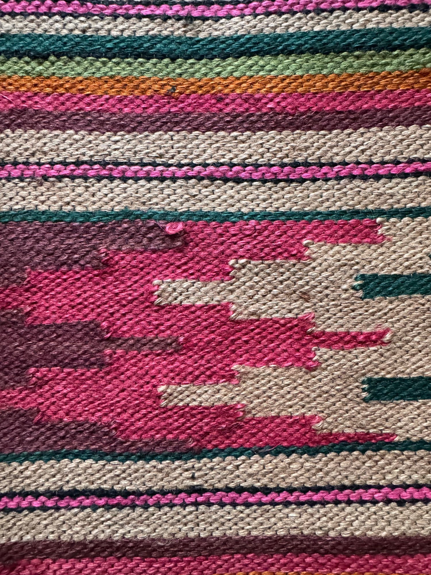 Handwoven Geometric Maramureș Hemp Kilim Rug, 195x135 cm, view 10