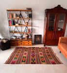 Handwoven Geometric Maramureș Hemp Kilim Rug, 195x135 cm, view 2