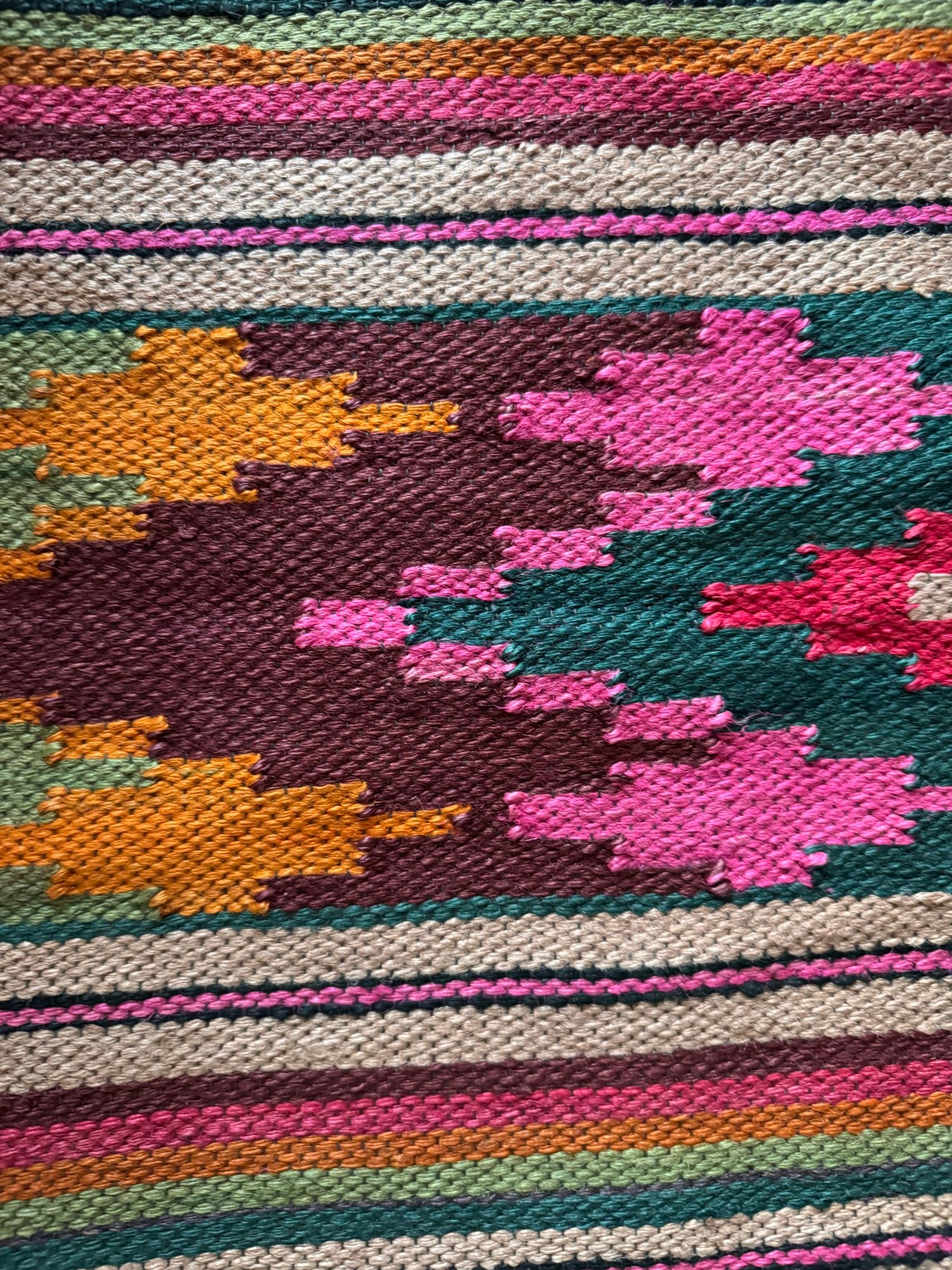 Handwoven Geometric Maramureș Hemp Kilim Rug, 195x135 cm, view 6
