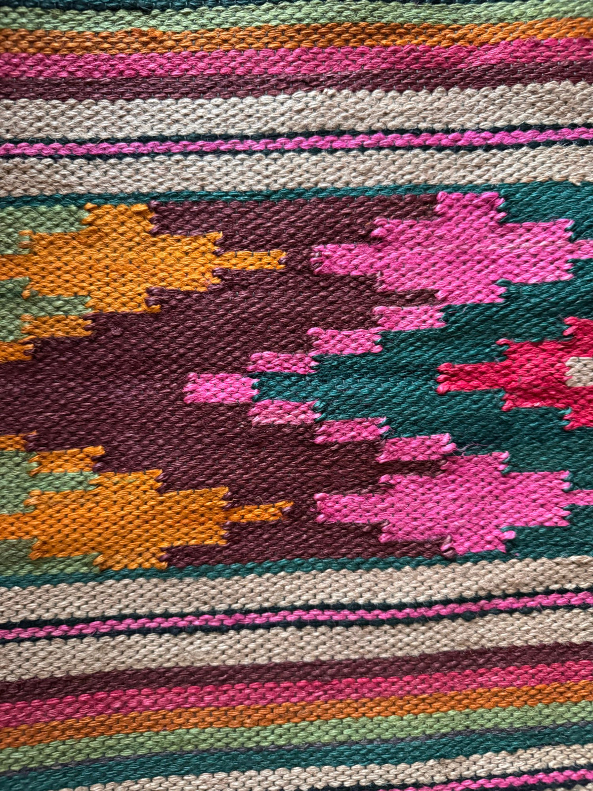 Handwoven Geometric Maramureș Hemp Kilim Rug, 195x135 cm, view 6