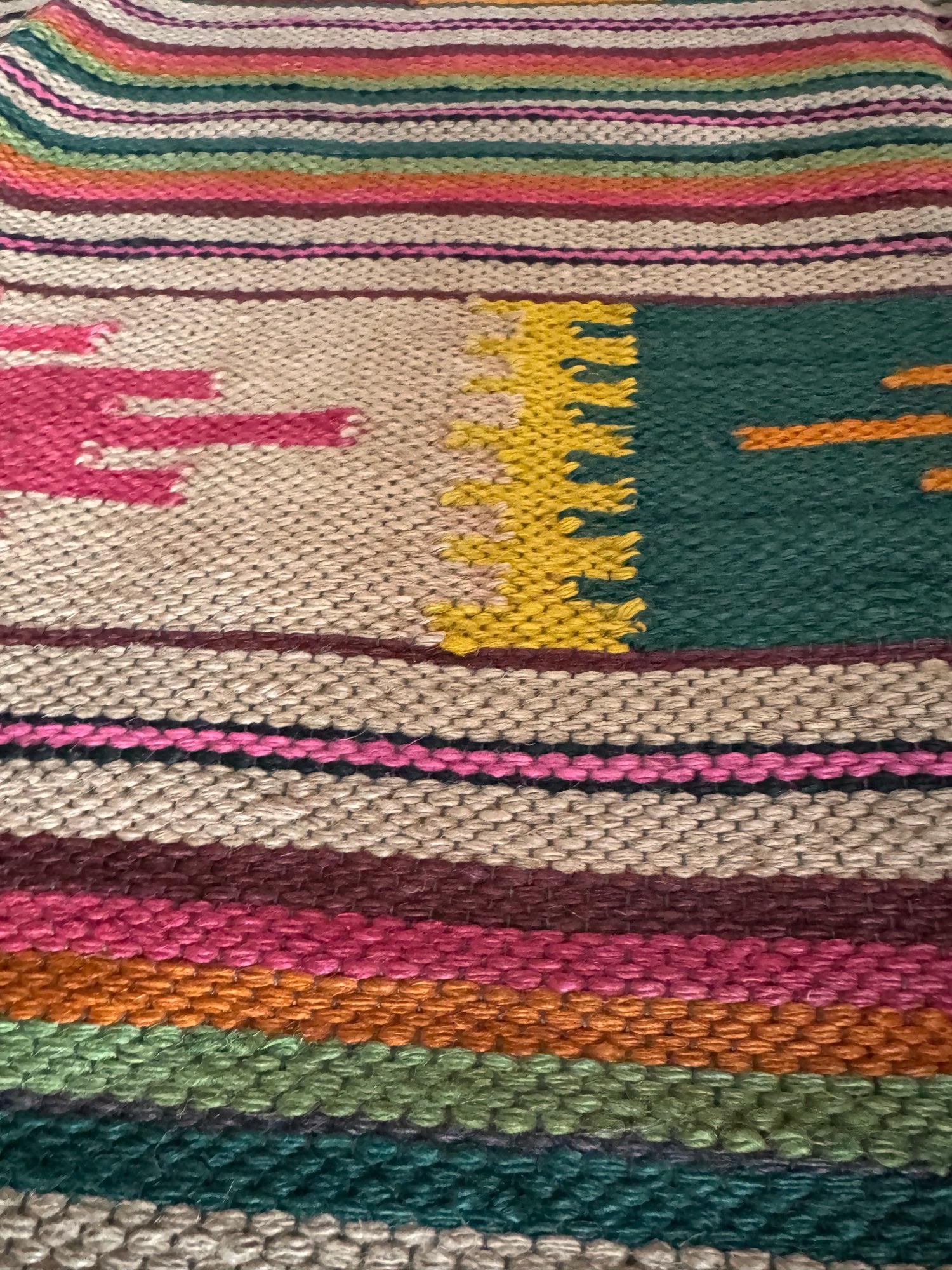 Handwoven Geometric Maramureș Hemp Kilim Rug, 195x135 cm, view 7