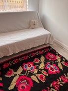 Vintage Pink Floral Maramureș Rug, 162x125 cm, view 14