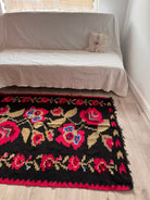 Vintage Pink Floral Maramureș Rug, 162x125 cm, view 2