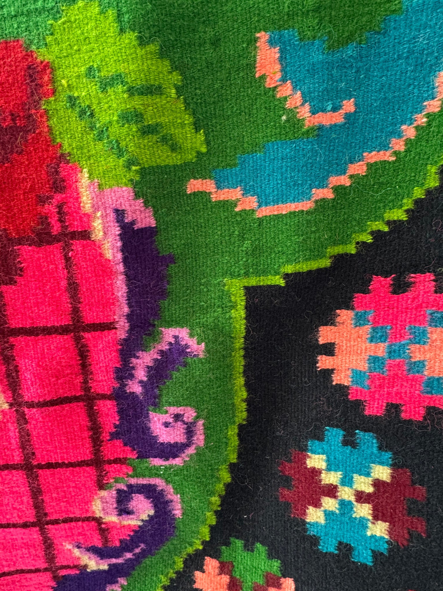Handwoven Floral Maramureș Wool Kilim Rug, 226x168 cm, view 4