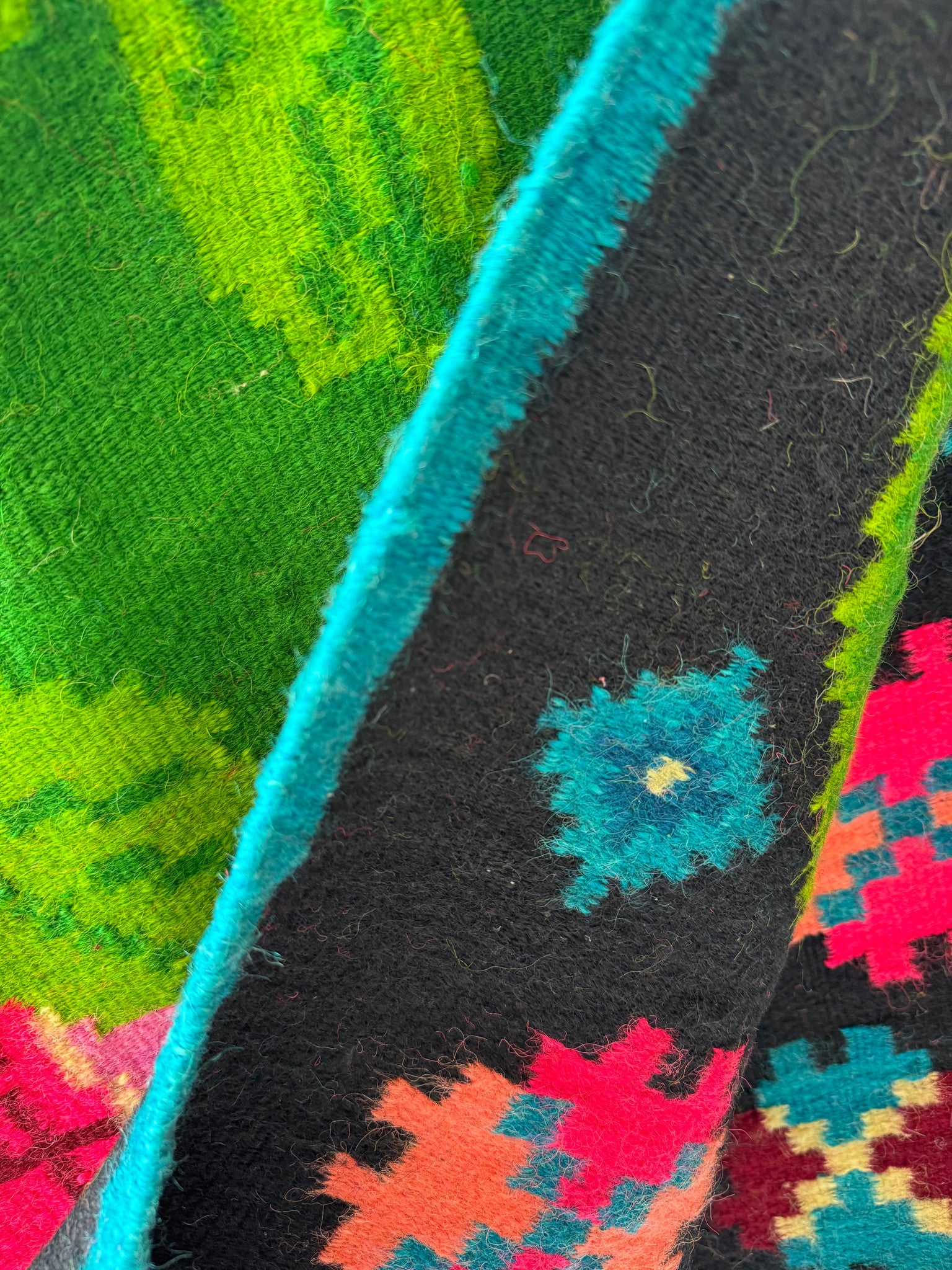 Handwoven Floral Maramureș Wool Kilim Rug, 226x168 cm, view 7