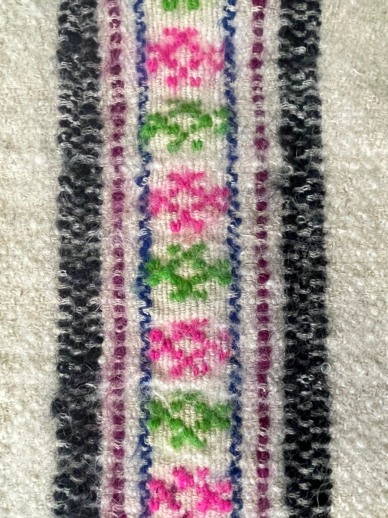 Handwoven White Striped Maramureș Wool Rug, 227x134 cm, view 10