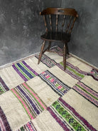 Handwoven White Striped Maramureș Wool Rug, 227x134 cm, view 3