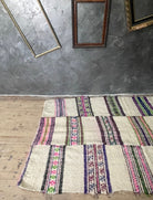 Handwoven White Striped Maramureș Wool Rug, 227x134 cm, view 4