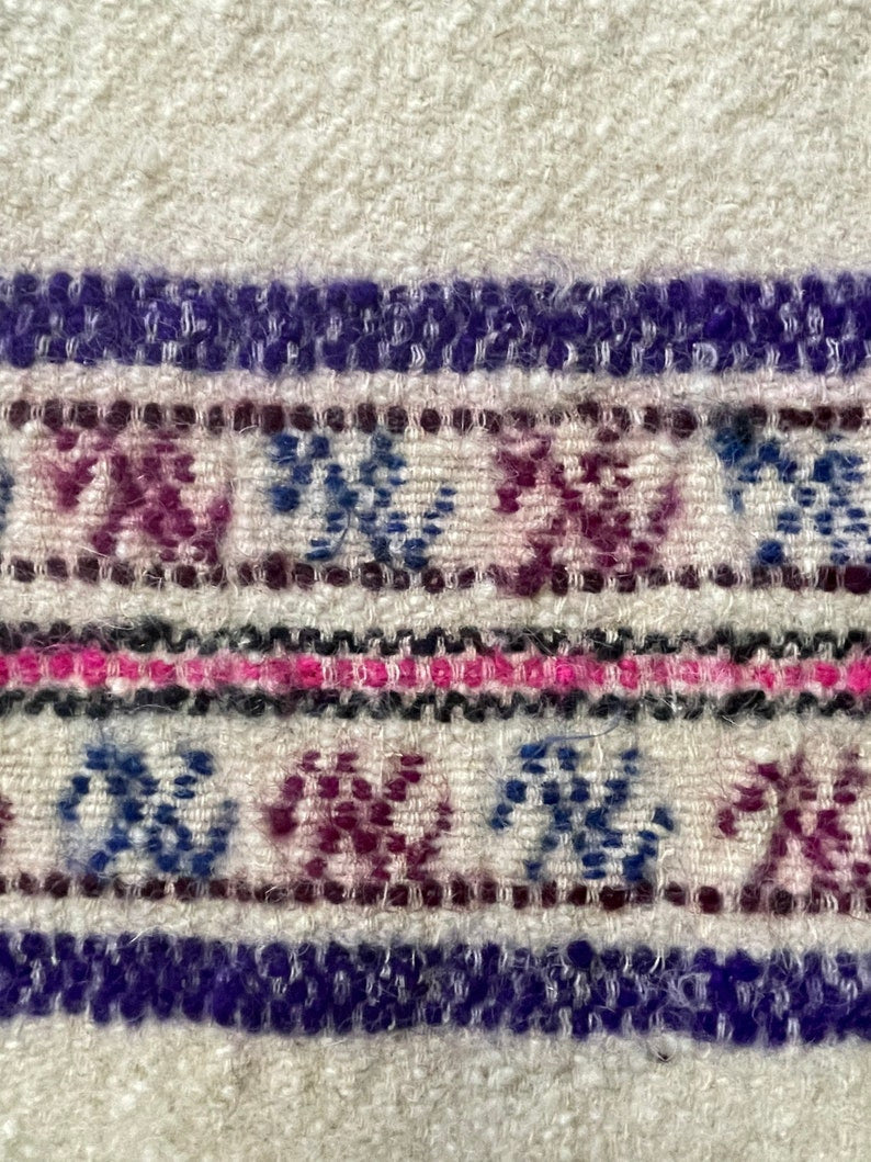 Handwoven White Striped Maramureș Wool Rug, 227x134 cm, view 7