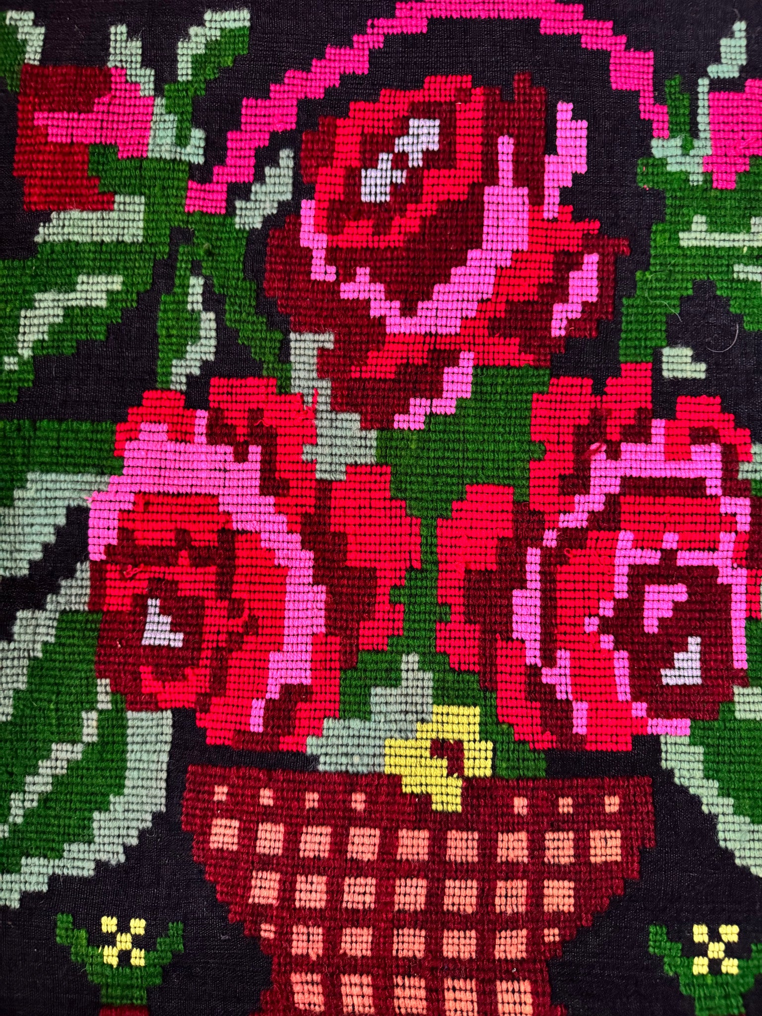 Vintage Black Floral Moldavian Wool Runner Rug, 215x95 cm, view 10