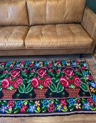 Vintage Black Floral Moldavian Wool Runner Rug, 215x95 cm, view 13