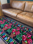 Vintage Black Floral Moldavian Wool Runner Rug, 215x95 cm, view 14