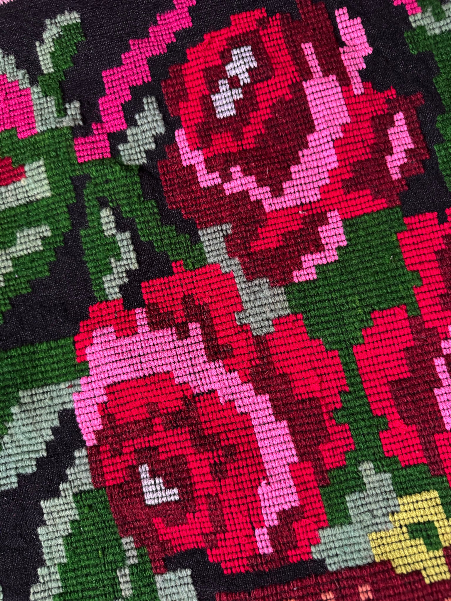 Vintage Black Floral Moldavian Wool Runner Rug, 215x95 cm, view 4