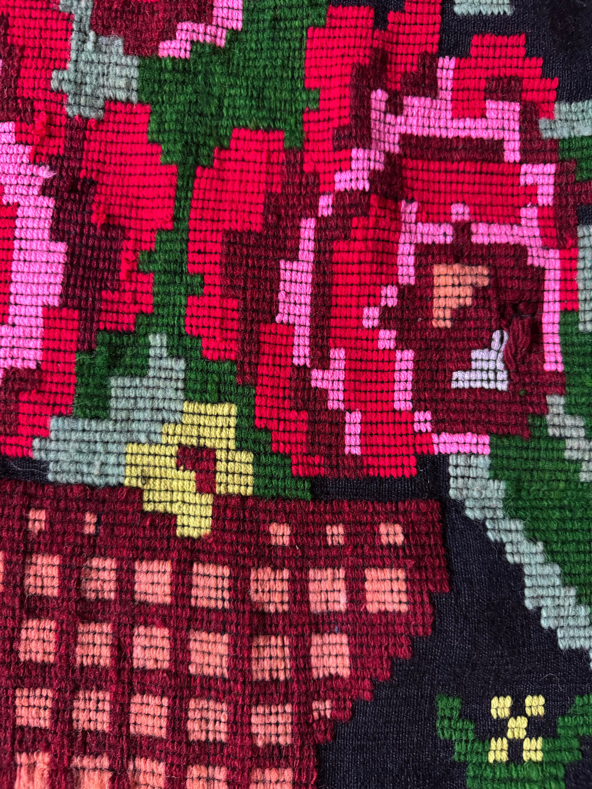 Vintage Black Floral Moldavian Wool Runner Rug, 215x95 cm, view 5