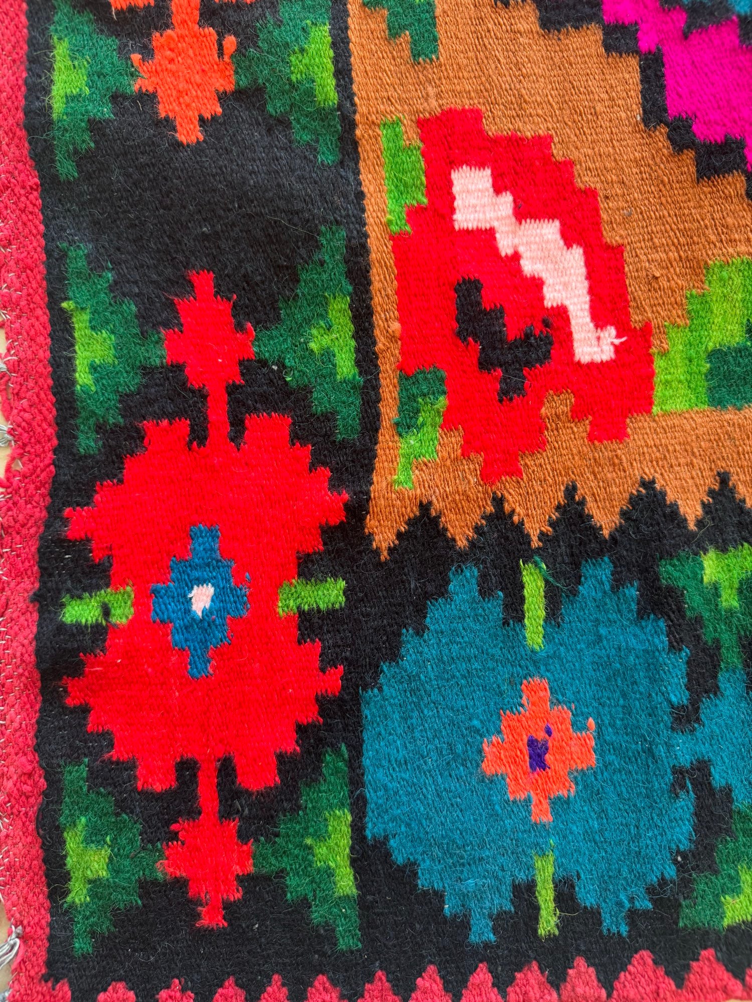 Handwoven Floral Moldavian Wool Kilim Runner, 275x115 cm, view 10