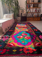 Handwoven Floral Moldavian Wool Kilim Runner, 275x115 cm, view 2