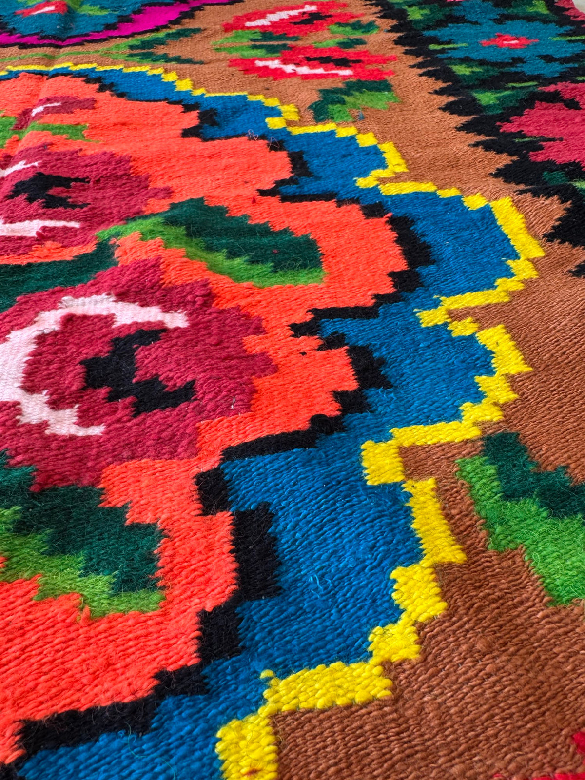 Handwoven Floral Moldavian Wool Kilim Runner, 275x115 cm, view 6