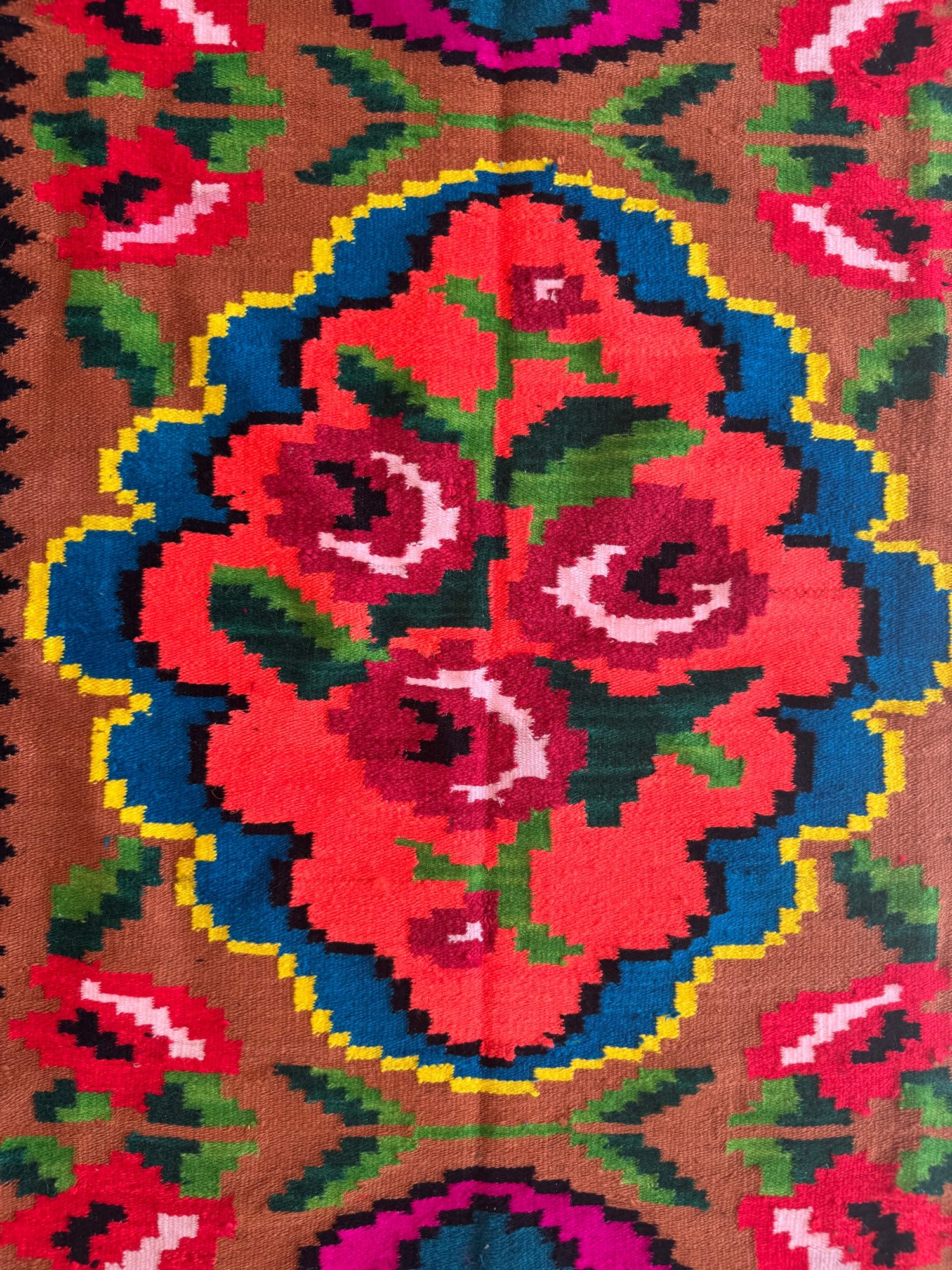 Handwoven Floral Moldavian Wool Kilim Runner, 275x115 cm, view 8