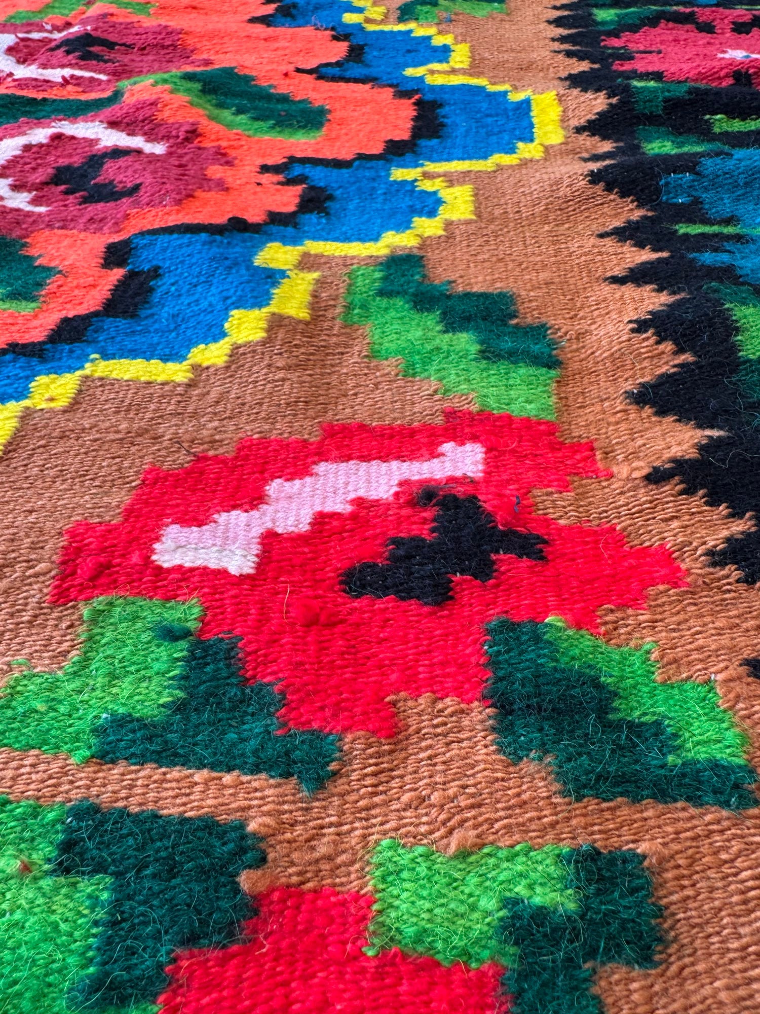 Handwoven Floral Moldavian Wool Kilim Runner, 275x115 cm, view 9