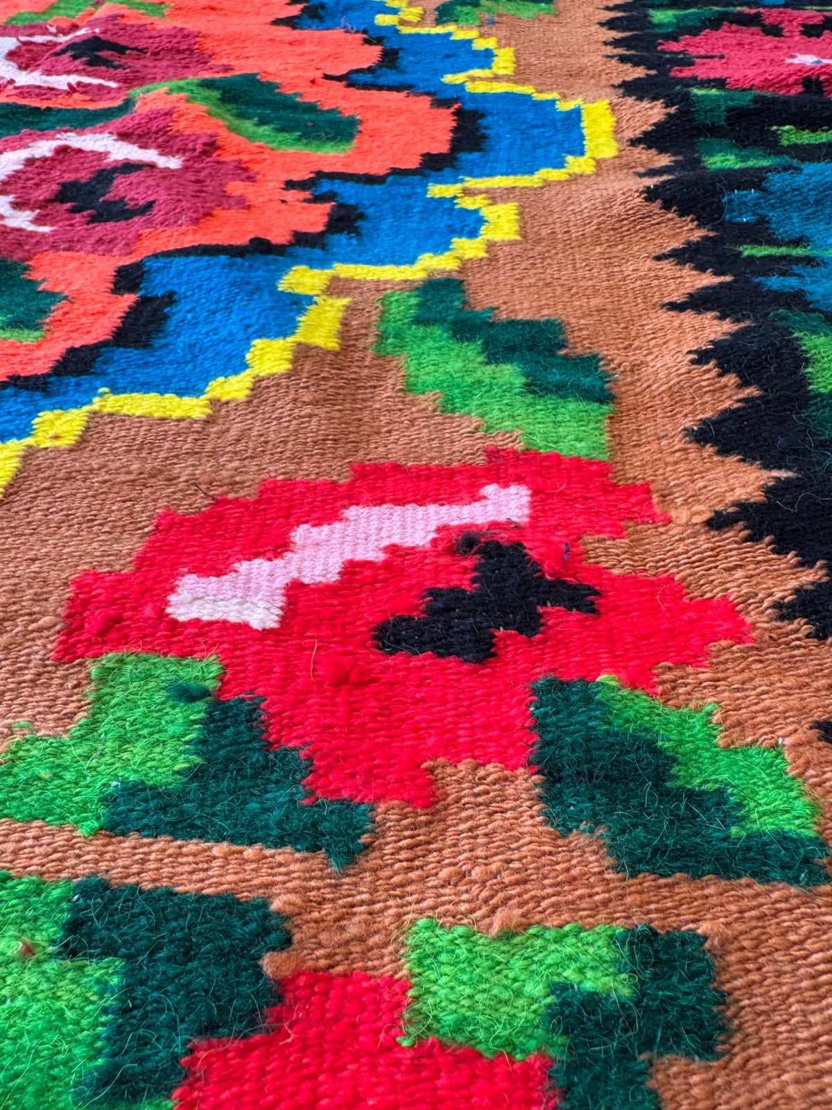 Handwoven Floral Moldavian Wool Kilim Runner, 275x115 cm, view 9