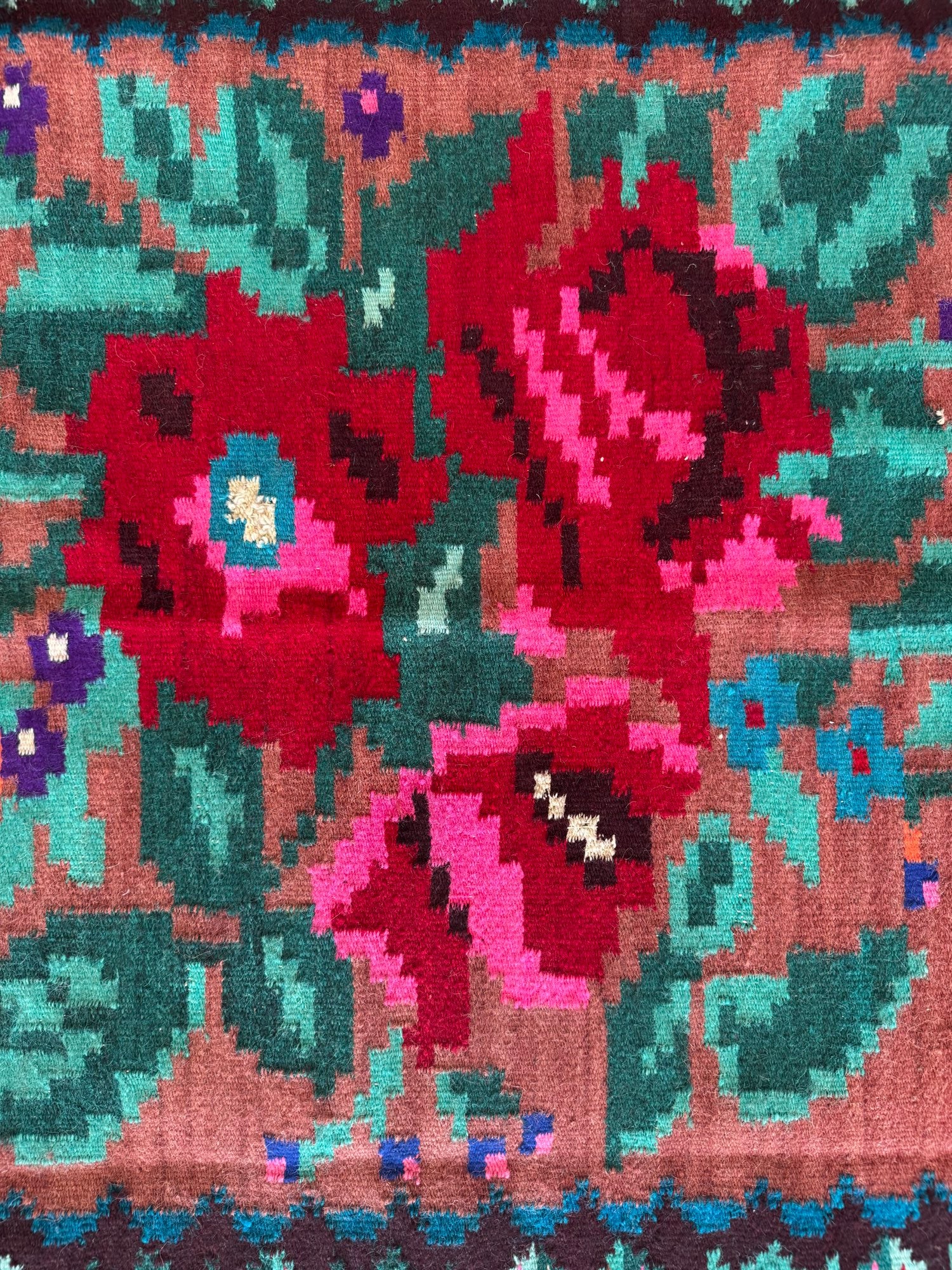 Handwoven Floral Moldavian Wool Rug, 260x125 cm, view 10