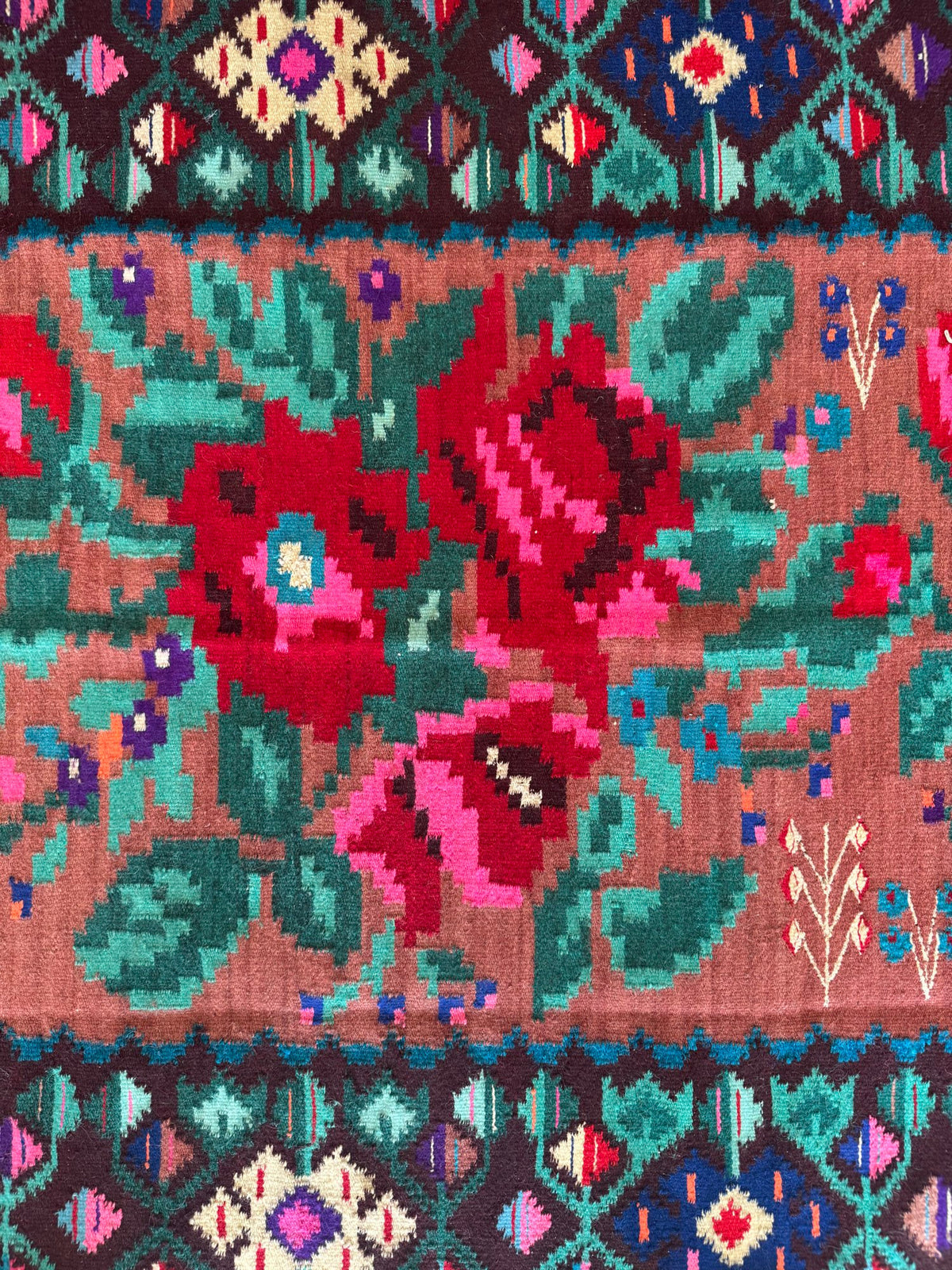 Handwoven Floral Moldavian Wool Rug, 260x125 cm, view 11