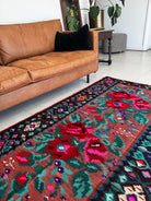 Handwoven Floral Moldavian Wool Rug, 260x125 cm, view 14