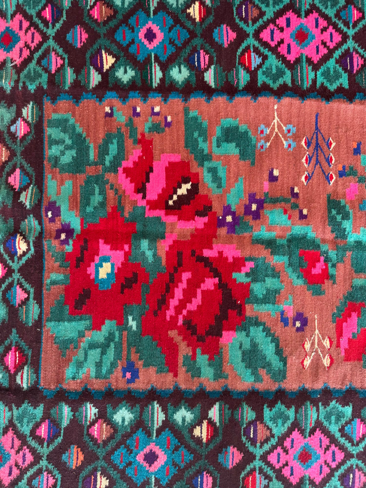 Handwoven Floral Moldavian Wool Rug, 260x125 cm, view 5
