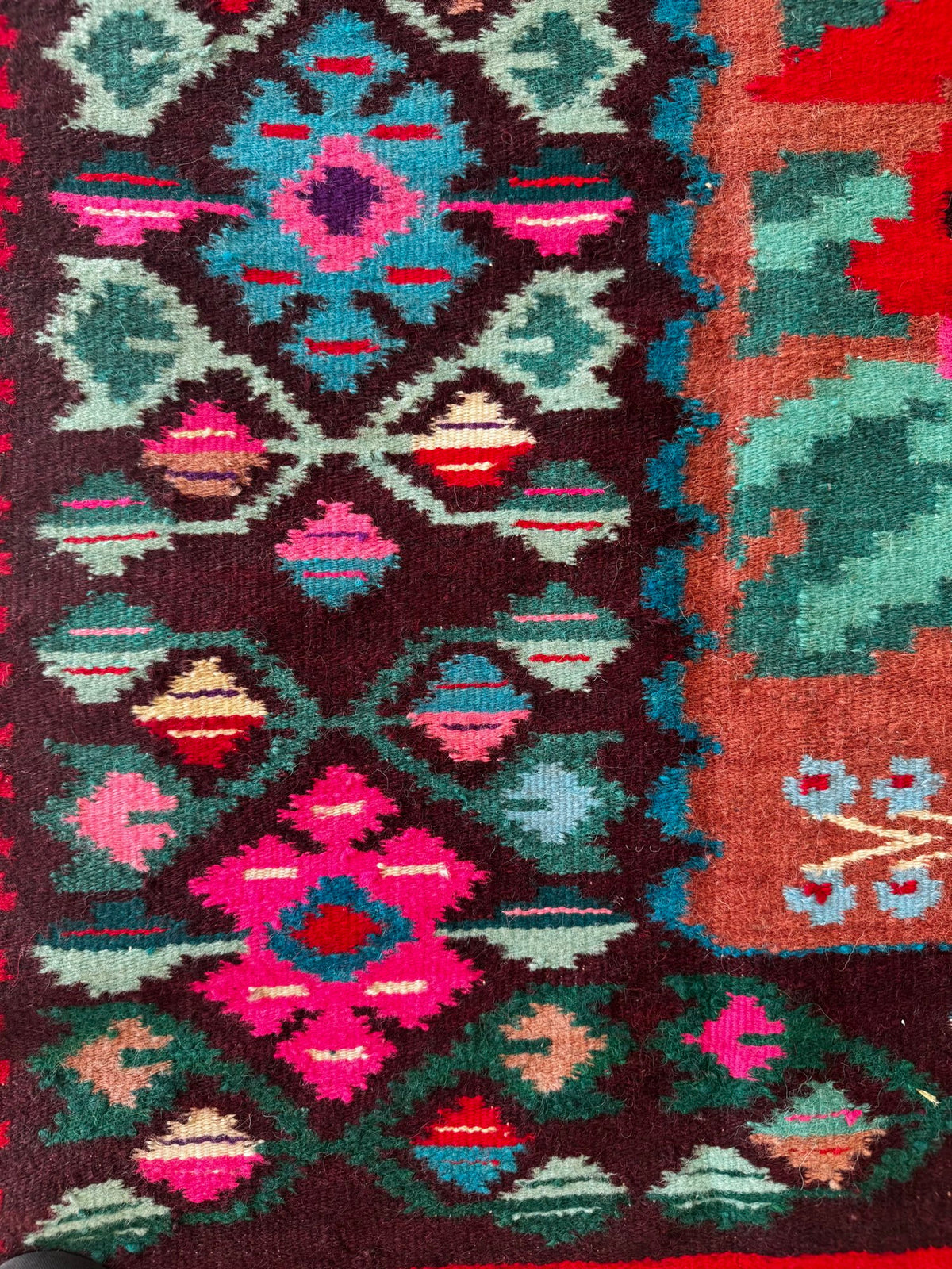 Handwoven Floral Moldavian Wool Rug, 260x125 cm, view 9