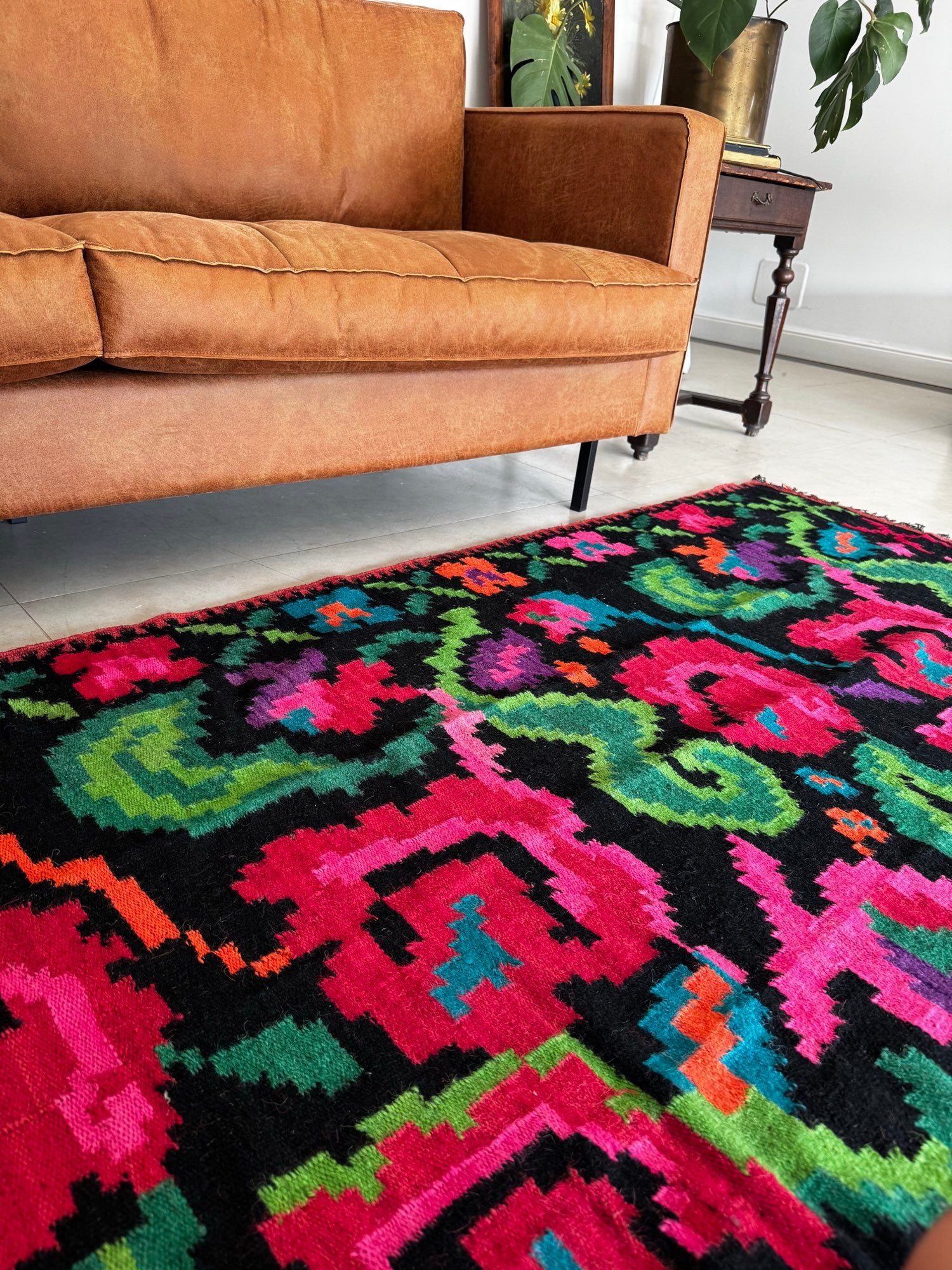 Handwoven Floral Moldavian Wool Runner Rug, 290x125 cm, view 11