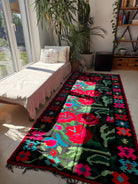 Handwoven Floral Moldavian Wool Runner Rug, 260x115 cm, view 15