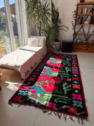 Handwoven Floral Moldavian Wool Runner Rug, 260x115 cm, view 3