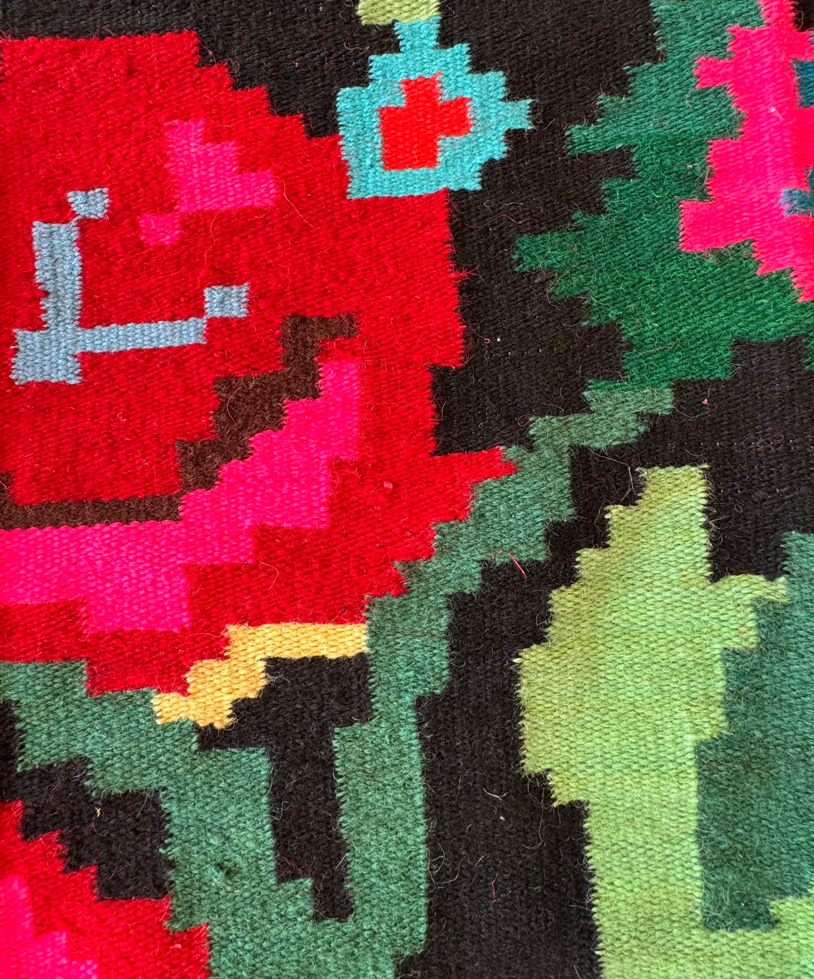 Handwoven Floral Moldavian Wool Runner Rug, 260x115 cm, view 8