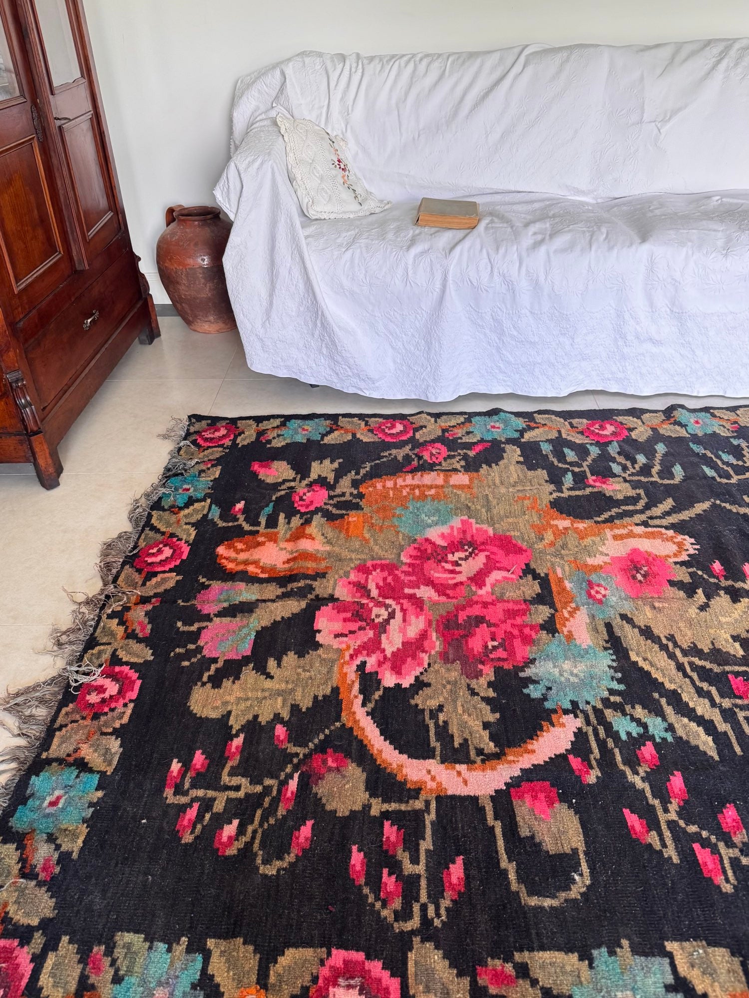 Old Floral Bessarabian Wool Rug, 290x180 cm, view 5