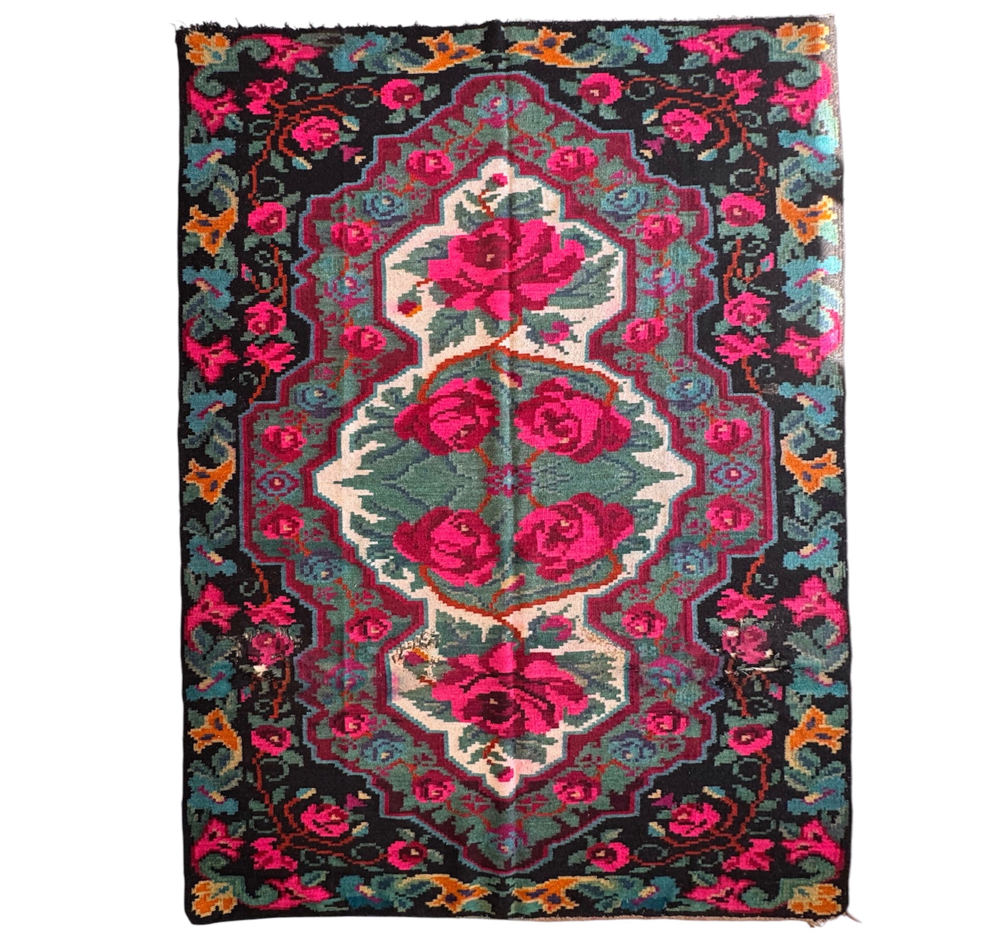 Old Floral Bessarabian Wool Rug, 300x200 cm