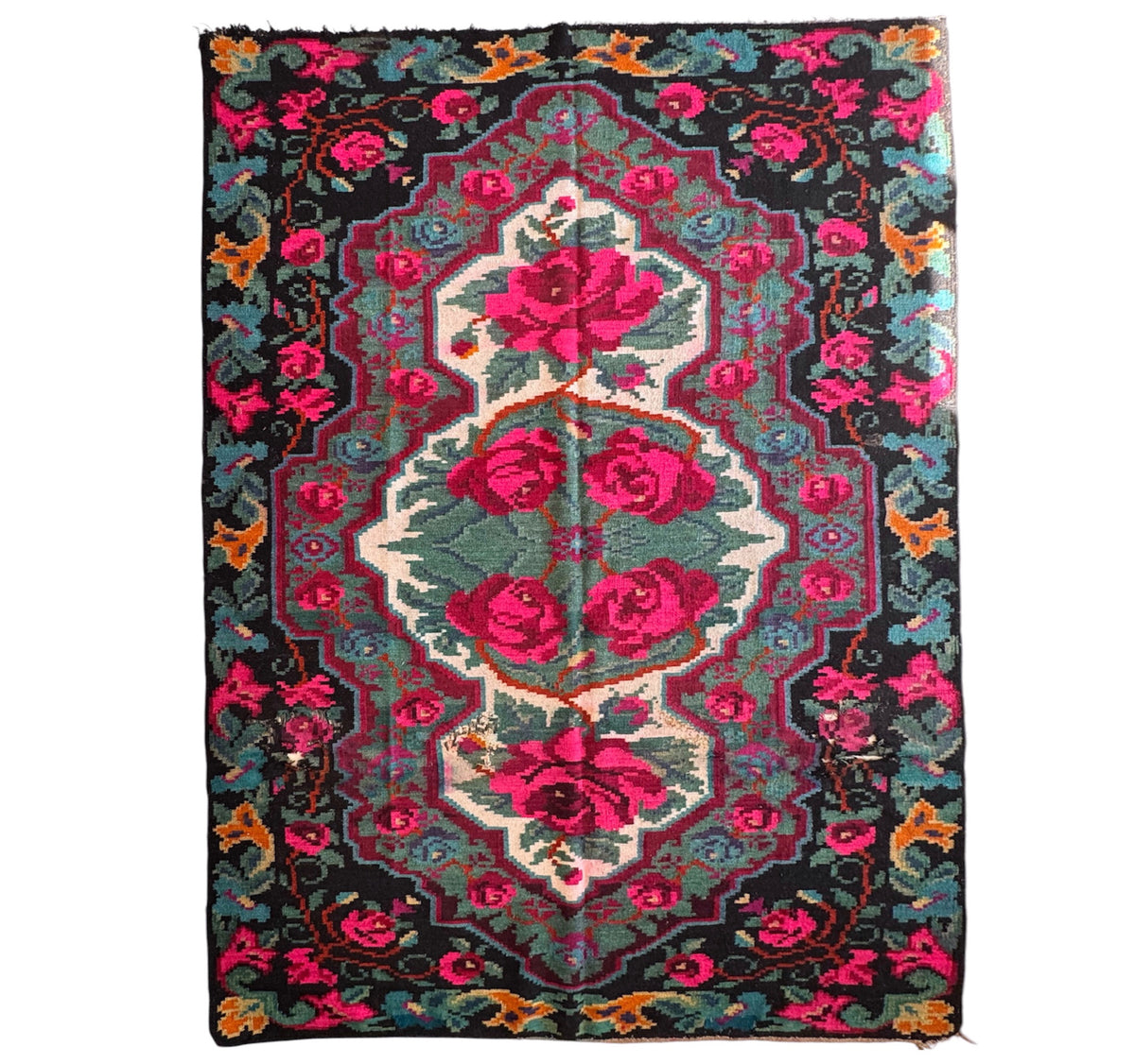 Old Floral Bessarabian Wool Rug, 300x200 cm