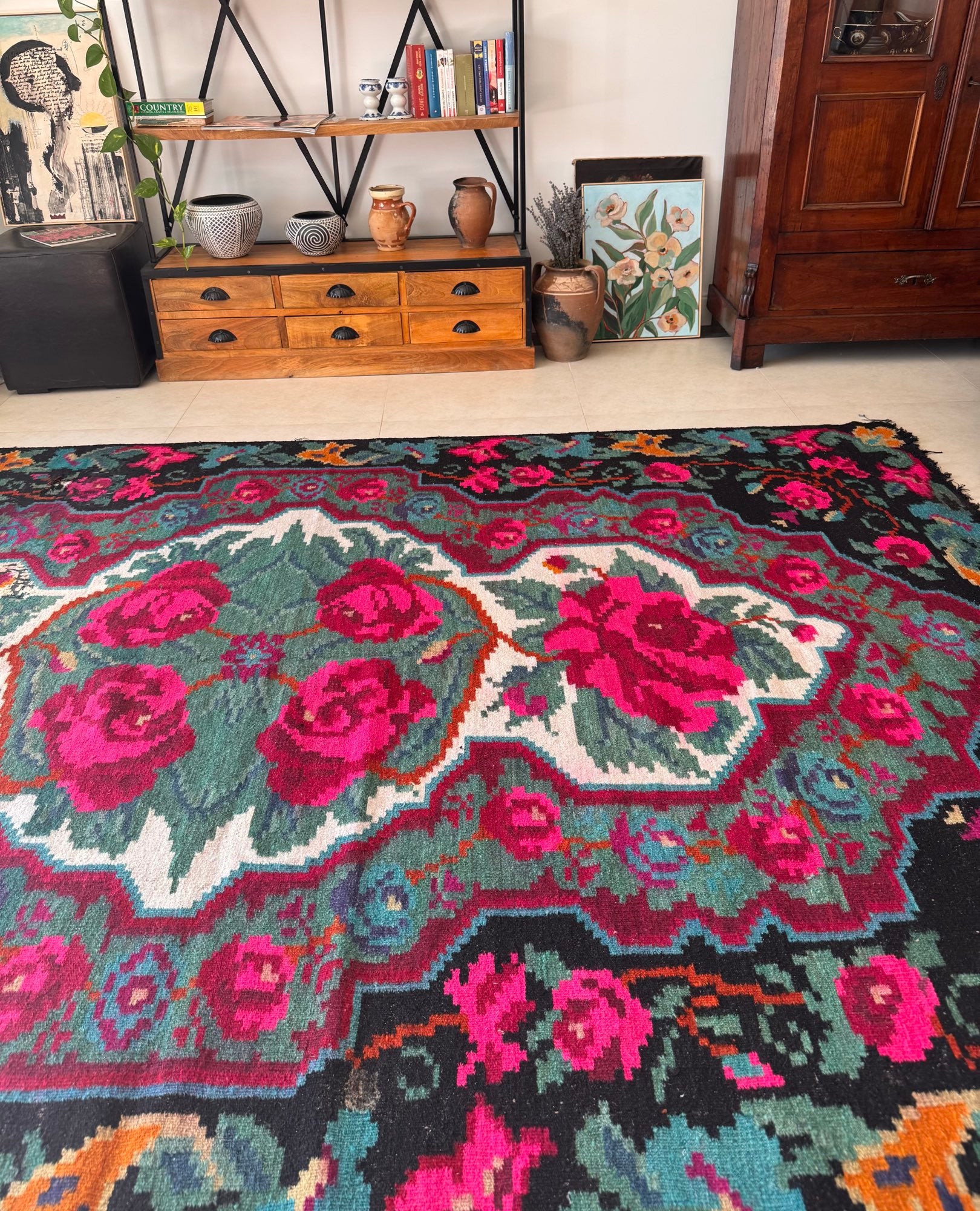 Old Floral Bessarabian Wool Rug, 300x200 cm, view 15