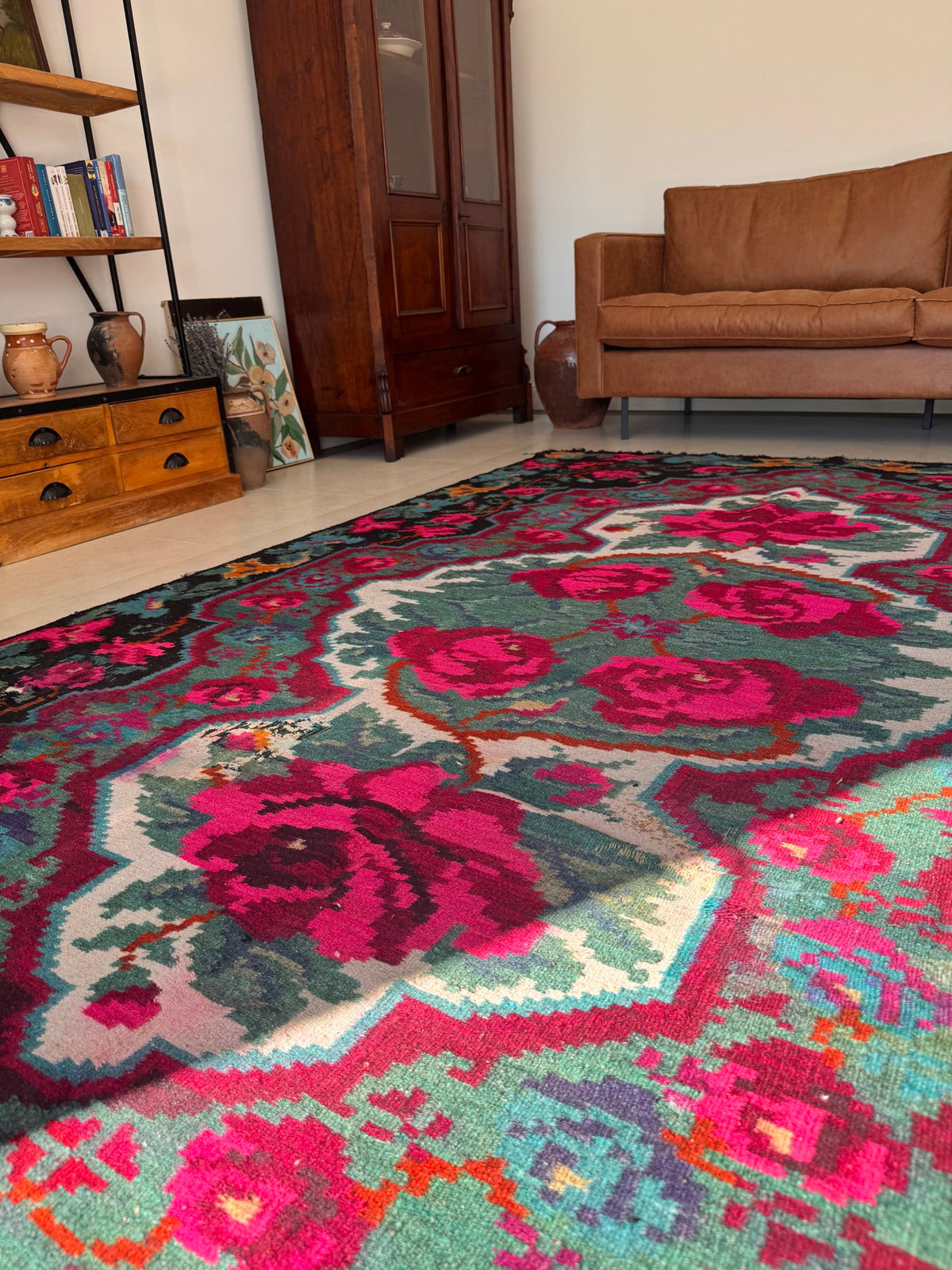 Old Floral Bessarabian Wool Rug, 300x200 cm, view 3
