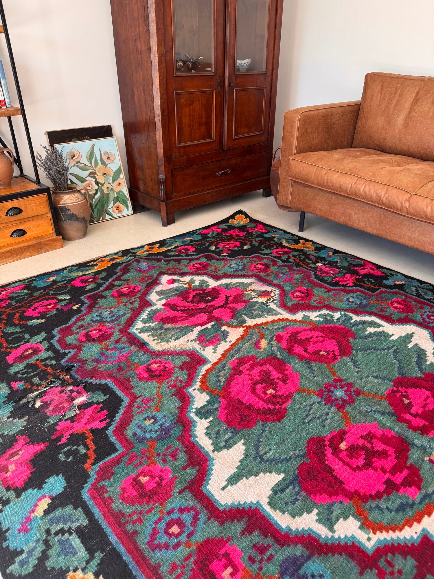 Old Floral Bessarabian Wool Rug, 300x200 cm, view 6