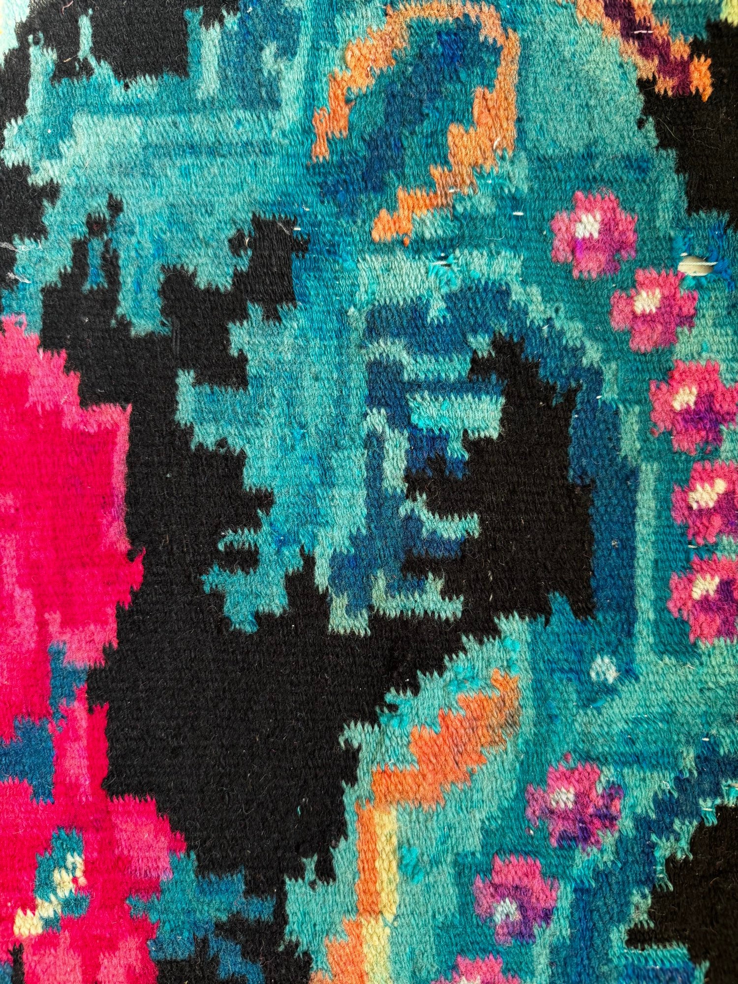 Old Black Floral Bessarabian Wool Rug, 345x187 cm, view 14