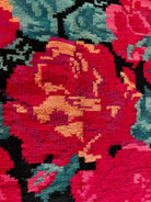 Old Black Floral Bessarabian Wool Rug, 345x187 cm, view 6