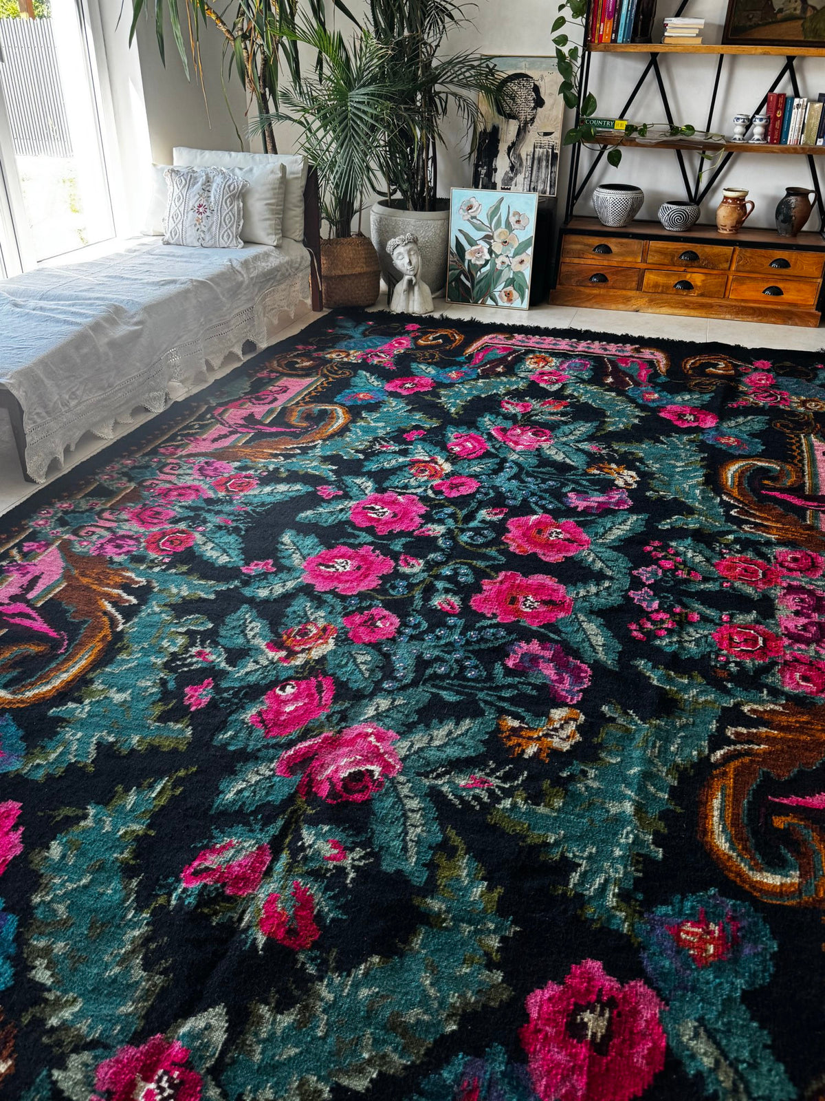 Old Floral Bessarabian Wool Rug, 390x238 cm, view 4