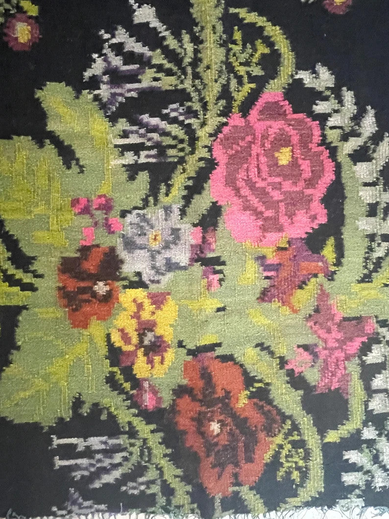 Old Floral Bessarabian Wool Runner Rug, 226x106 cm, view 9