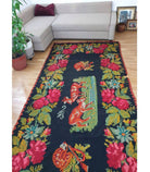 Old Black Floral Muntenian Wool Rug, 354x156 cm, view 10