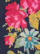 Old Black Floral Muntenian Wool Rug, 354x156 cm, view 3