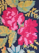 Old Black Floral Muntenian Wool Rug, 354x156 cm, view 8
