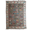 Old Gray Floral Oltenian Wool Rug, 265x170 cm